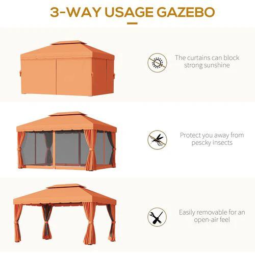 Unbranded 3m x 3.6m Aluminium Gazebo Canopy Patio Marquee Party Tent Outdoor - Gazebos