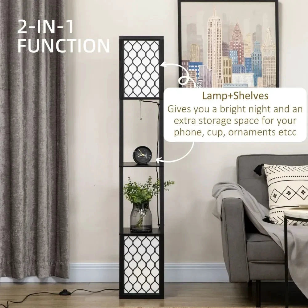 Floor Lamp with Shelves, 2 Light, Modern Standing Lamps for Living Room Bedroom by Unbranded