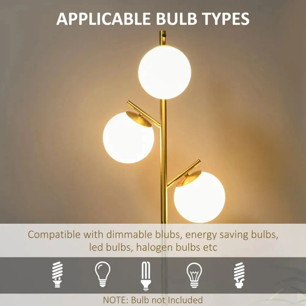Modern Floor Lamp for Living Room Bedroom, 3 Light Tree Standing Lamp, Gold by Unbranded