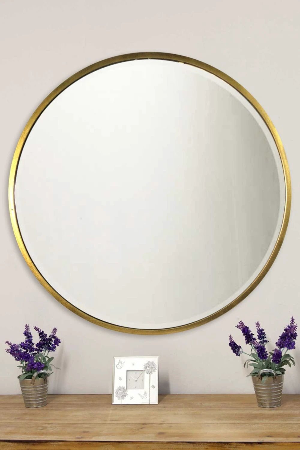 Rowan Elegant Modern Bevelled Round Mirror by Unbranded