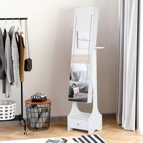 Unbranded Freestanding Jewellery Storage Mirror Armoire LED Lights Hooks Drawer - Mirror