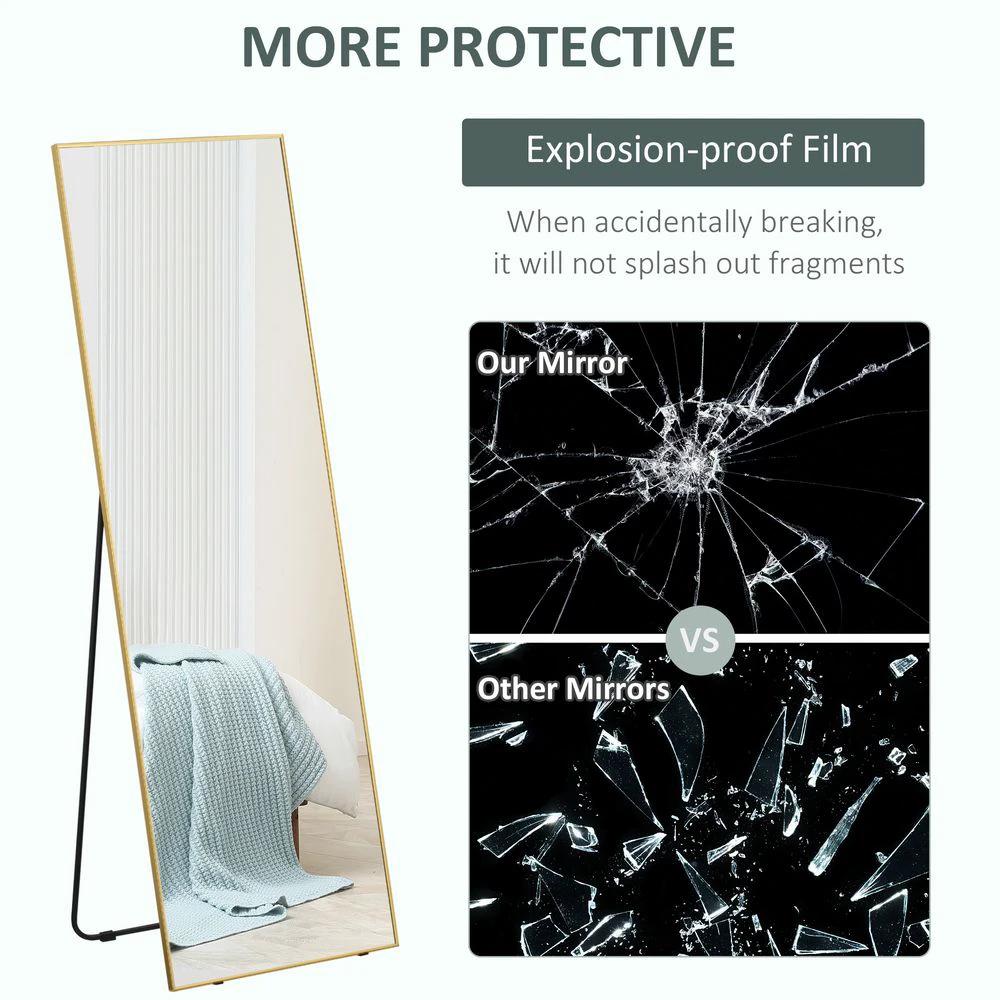 Full Length Mirror Dressing Mirror Wall-Mounted Entryway Gold Frame - Mirror