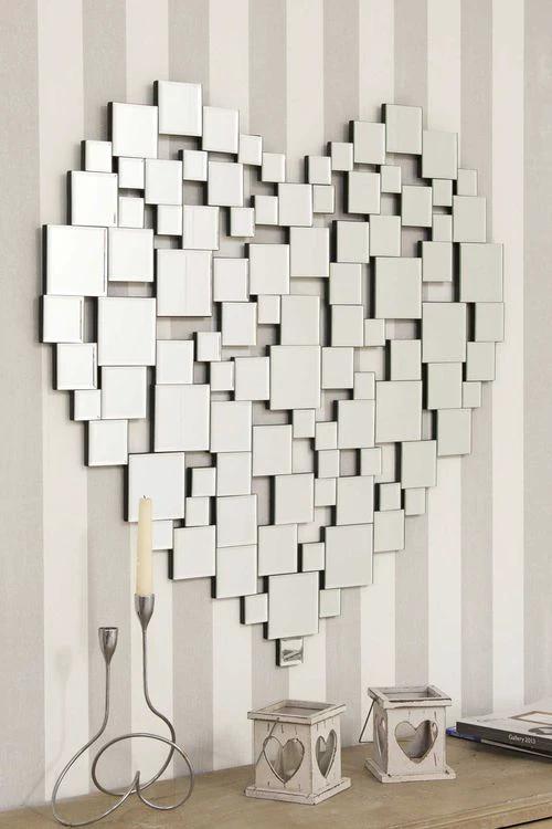 Love All Glass Collage Heart Wall Mirror 81 x 80 CM - Mirror