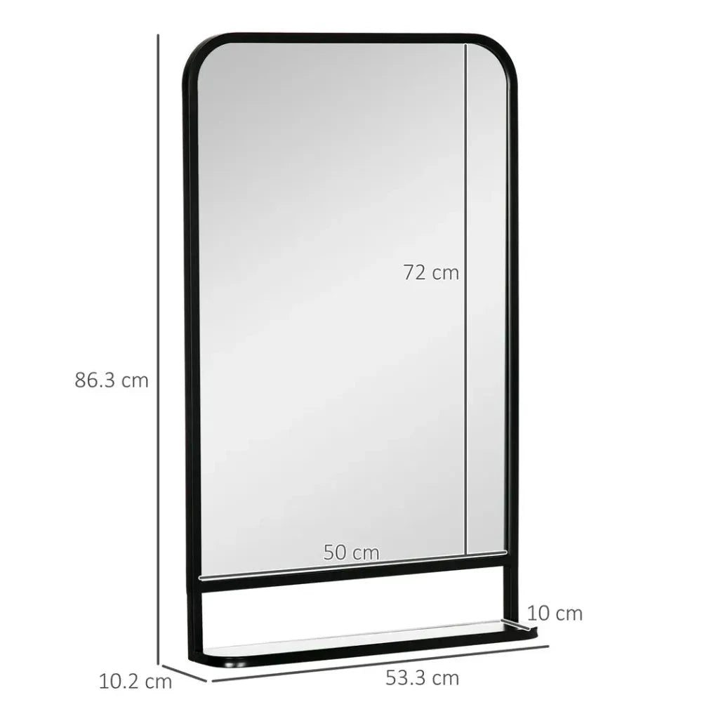 Square Wall Mirror with Shelf, 86x53 cm Modern Mirrors for Living Room, Bedroom by Unbranded