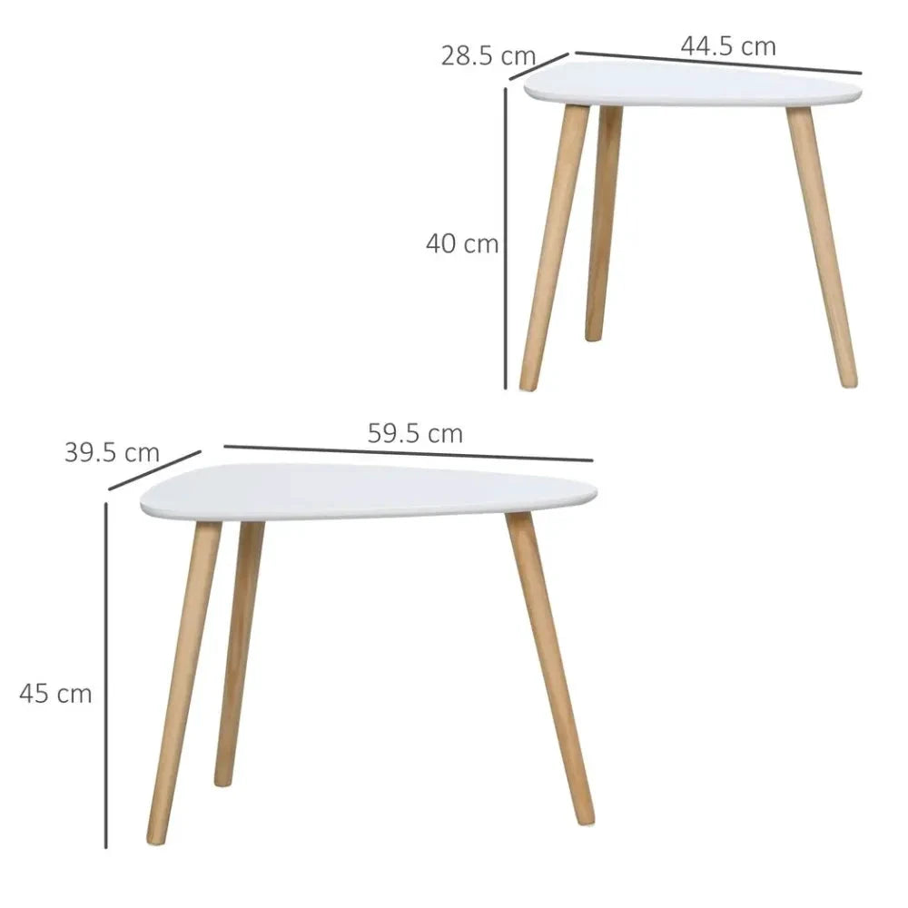Unbranded Side Table Set of 2 Nested Coffee Table W/ Solid Wood Legs Living Room White - Uncategorized Nest of Tables