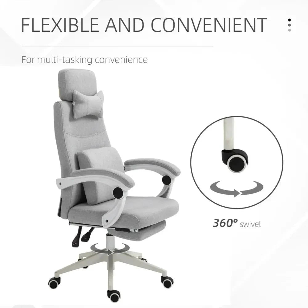 Ergonomic Home Office Chair 360 Swivel with Footrest Height Adjustable Grey by Unbranded