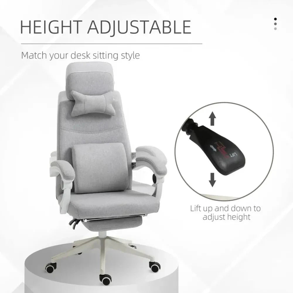 Ergonomic Home Office Chair 360 Swivel with Footrest Height Adjustable Grey by Unbranded