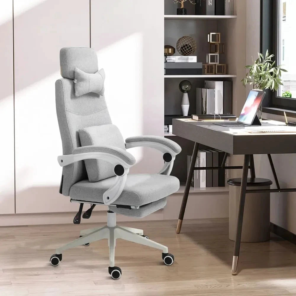 Ergonomic Home Office Chair 360 Swivel with Footrest Height Adjustable Grey by Unbranded