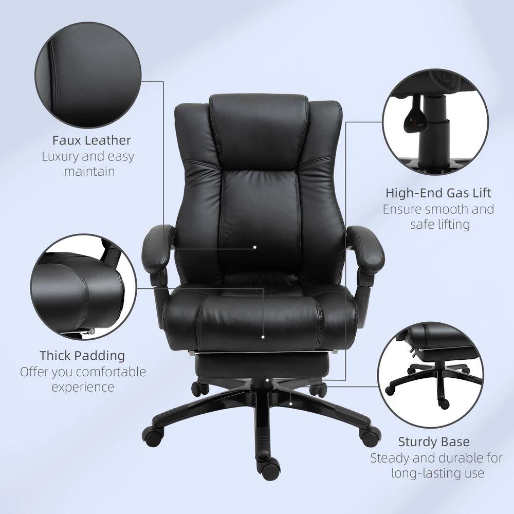 Unbranded Executive Home Office Chair High Back Recliner, w/ Foot Rest, Black Vinsetto - Office Chair