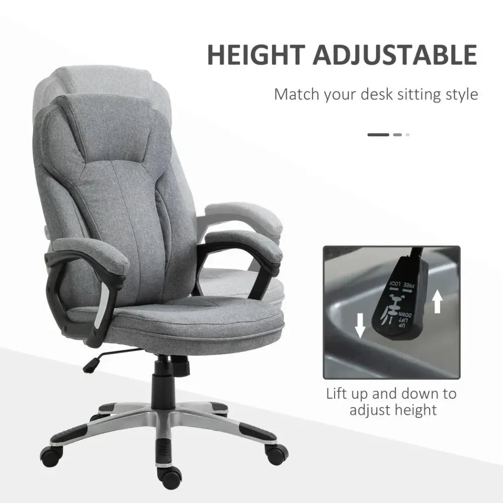 Unbranded High Back Home Office Chair Height Adjustable Computer Chair w/ Armrests, Grey - Office Chair
