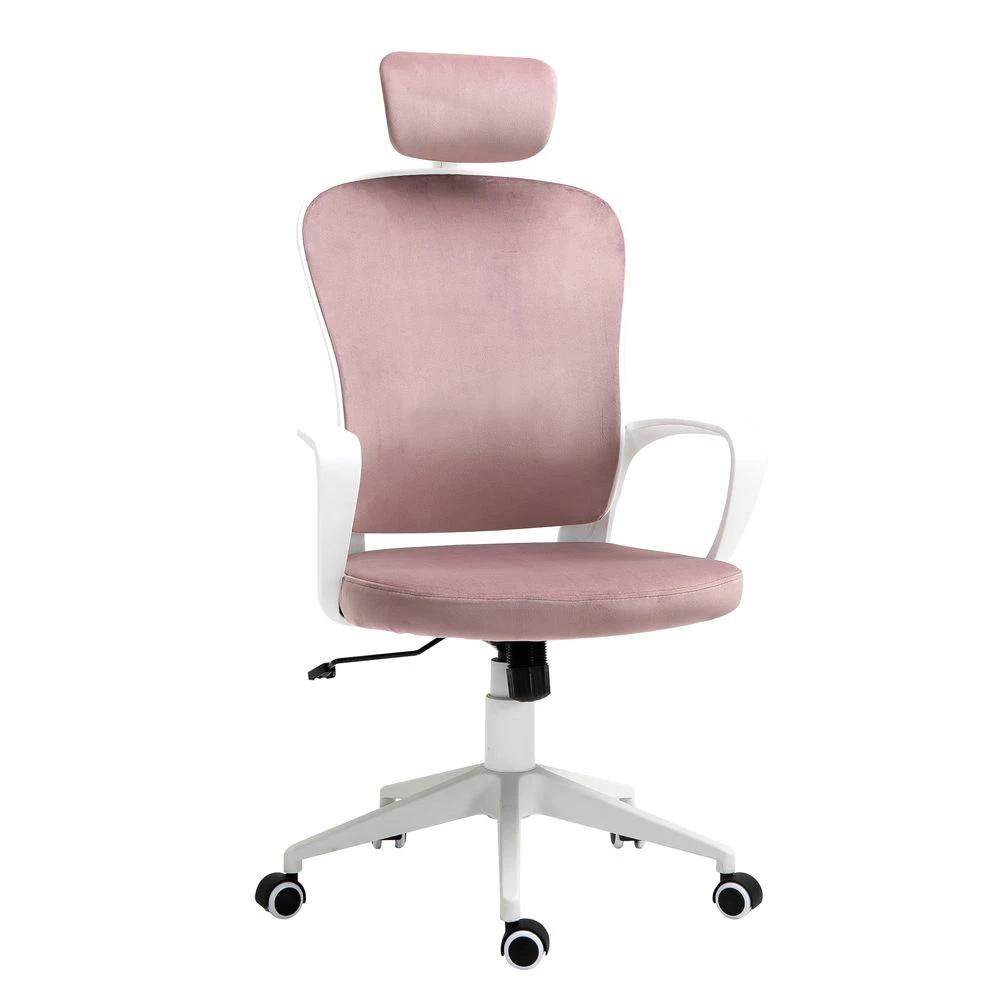 Unbranded High-Back Office Chair Velvet Fabric Computer Rocking Wheels, Pink Vinsetto - Office Chair