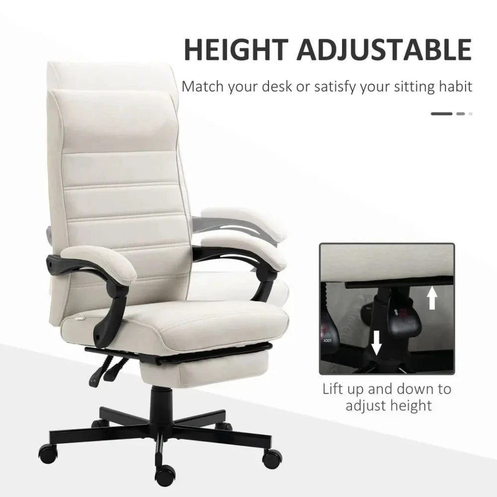 Home Office Chair High-Back Reclining Chair for Bedroom Study Living Room White - Office Chair