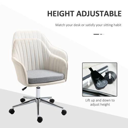 Leisure Office Chair Linen Swivel Desk Chair Home Study Wheel, Beige Vinsetto by Unbranded