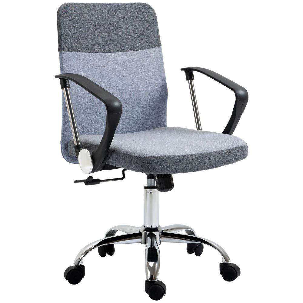 Office Chair Linen Swivel Desk Chair Home Study Rocker w/ Wheel, Grey Vinsetto by Unbranded