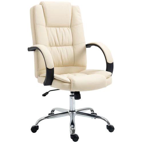 PU Leather Executive Office Chair High Back Height Adjustable Desk Chair, Beige - Office Chair