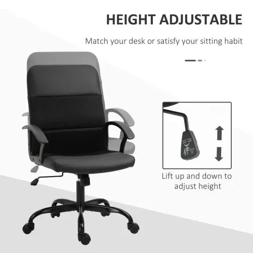 PVC Leather & Mesh Panel Blend Office Chair Swivel Seat w/ Padding Ergonomic - Office Chair