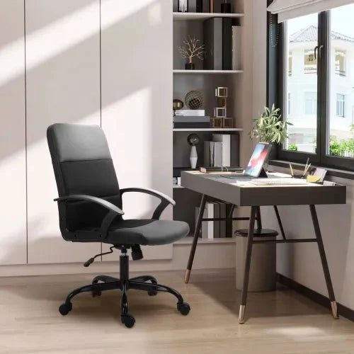 PVC Leather & Mesh Panel Blend Office Chair Swivel Seat w/ Padding Ergonomic - Office Chair