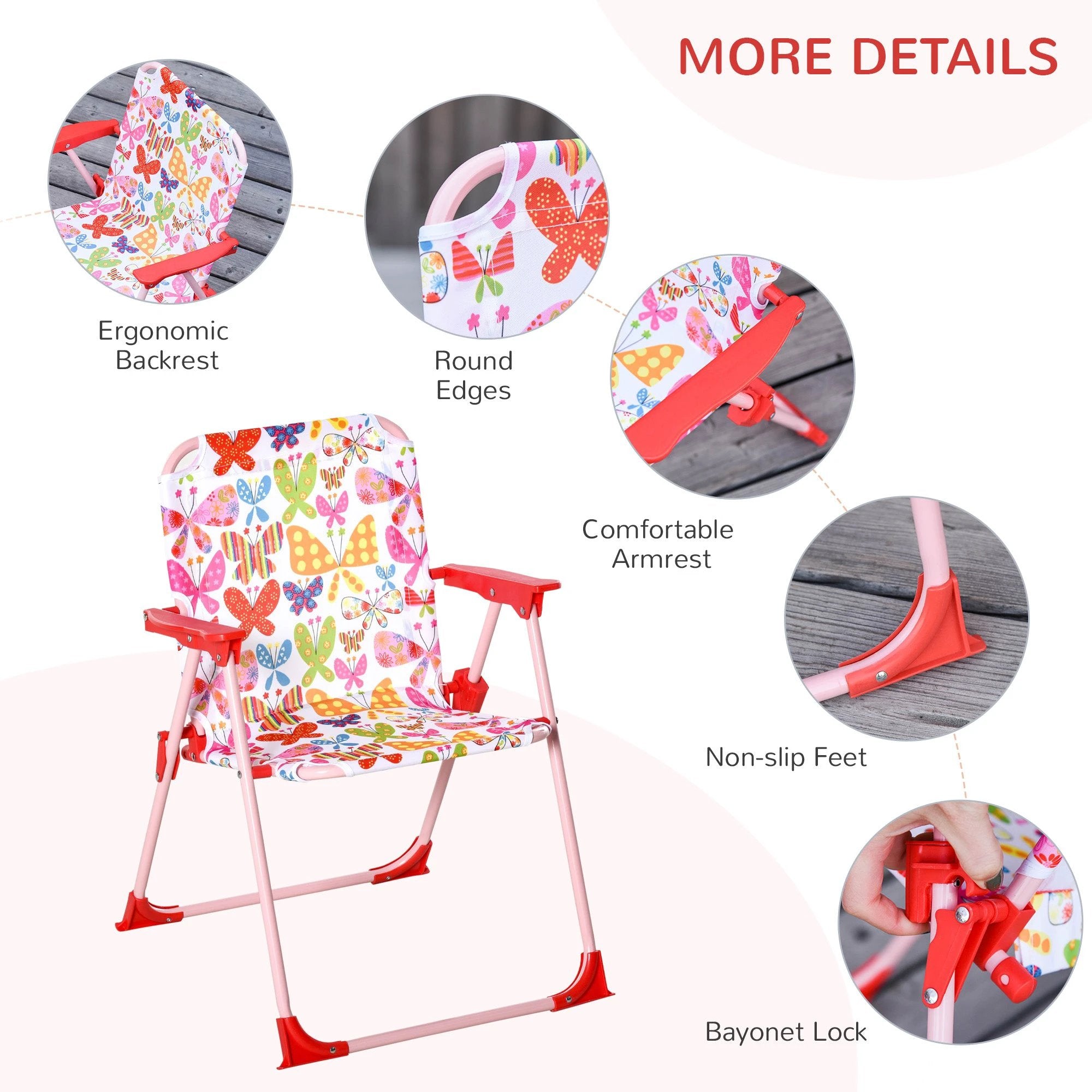 Unbranded Outsunny Kids Folding Picnic Table Chair Set Butterfly Pattern Outdoor Parasol - Picnic Tables