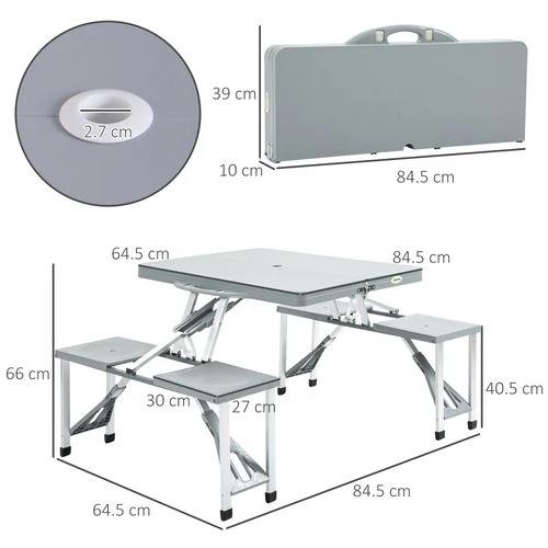 Unbranded Picnic Table Chair Set 4 Seat Aluminium PP W/ 2.7cm Umbrella Hole Outsunny - Picnic Tables