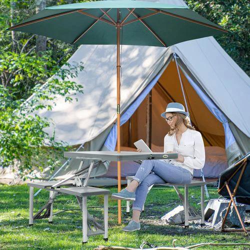 Unbranded Picnic Table Chair Set 4 Seat Aluminium PP W/ 2.7cm Umbrella Hole Outsunny - Picnic Tables