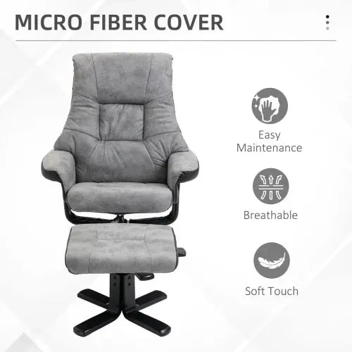 Manual Recliner Sofa With Footrest 360 Swivel Sofa Armchair Faux Leather Grey by Unbranded