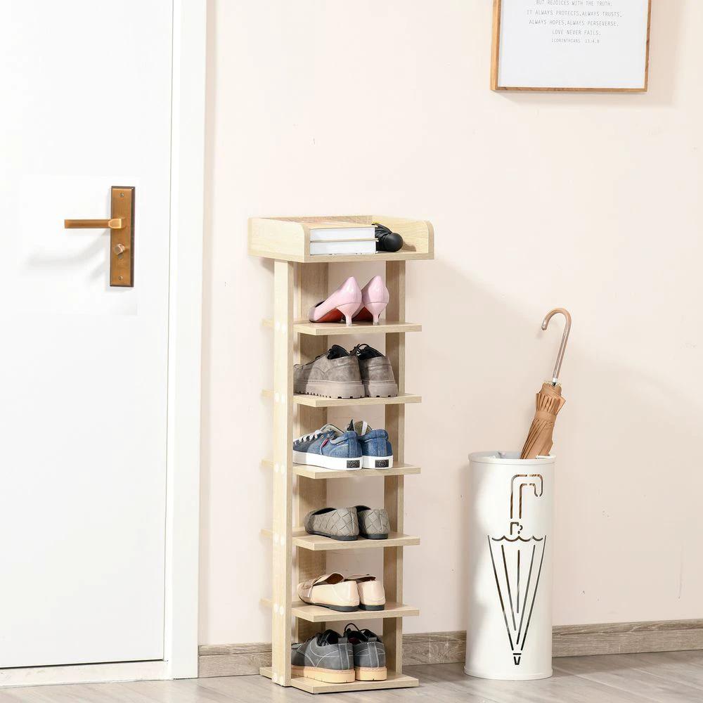 Unbranded 7 Tier Shoe Rack Organizer Storage Shelf Wooden Display Cabinet Oak - Uncategorized Shoe Storage