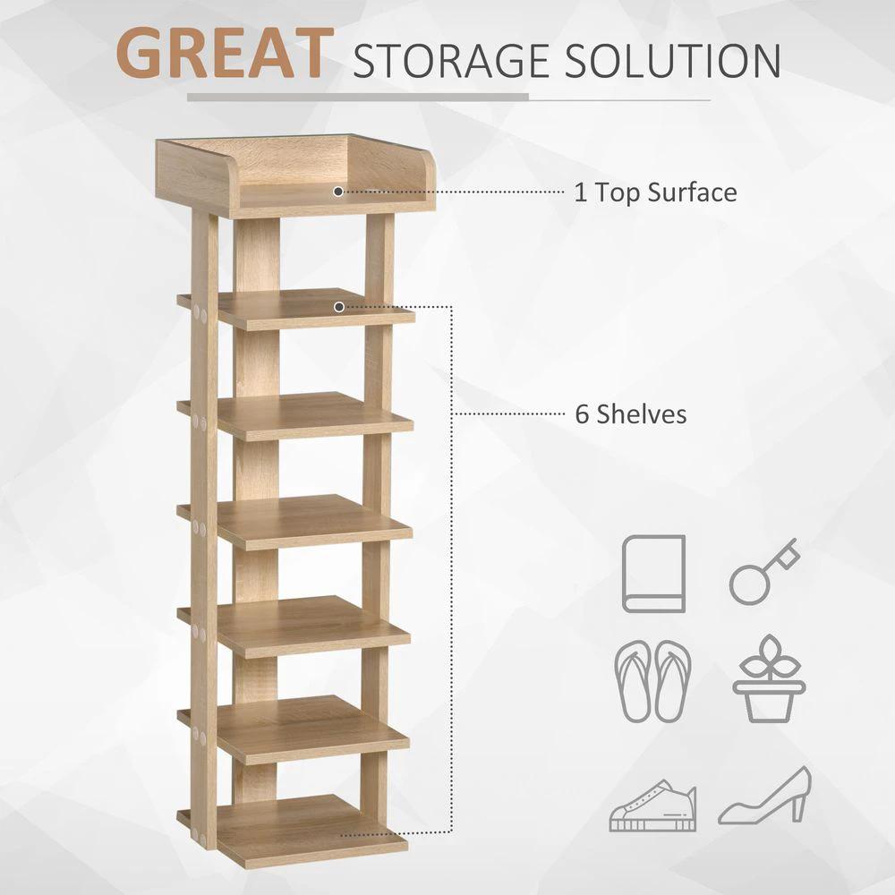 Unbranded 7 Tier Shoe Rack Organizer Storage Shelf Wooden Display Cabinet Oak - Uncategorized Shoe Storage