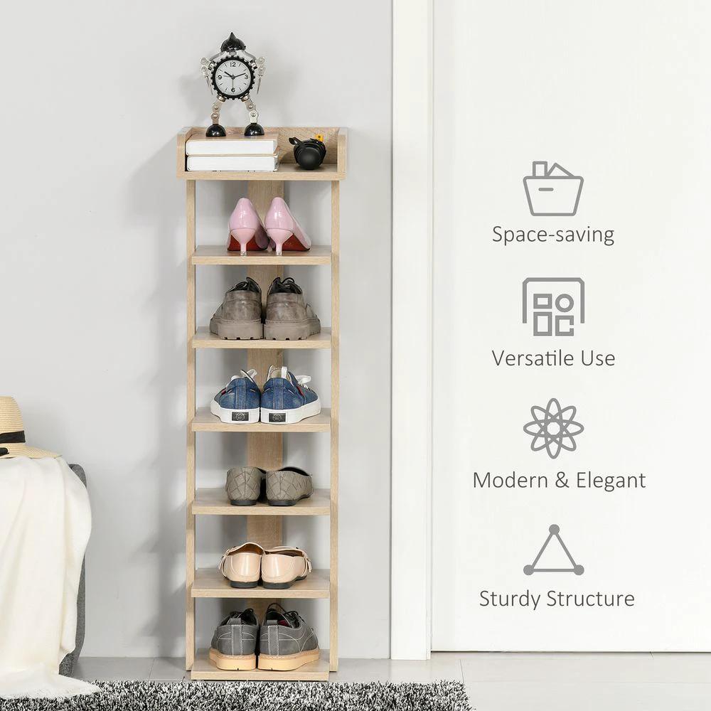 Unbranded 7 Tier Shoe Rack Organizer Storage Shelf Wooden Display Cabinet Oak - Uncategorized Shoe Storage
