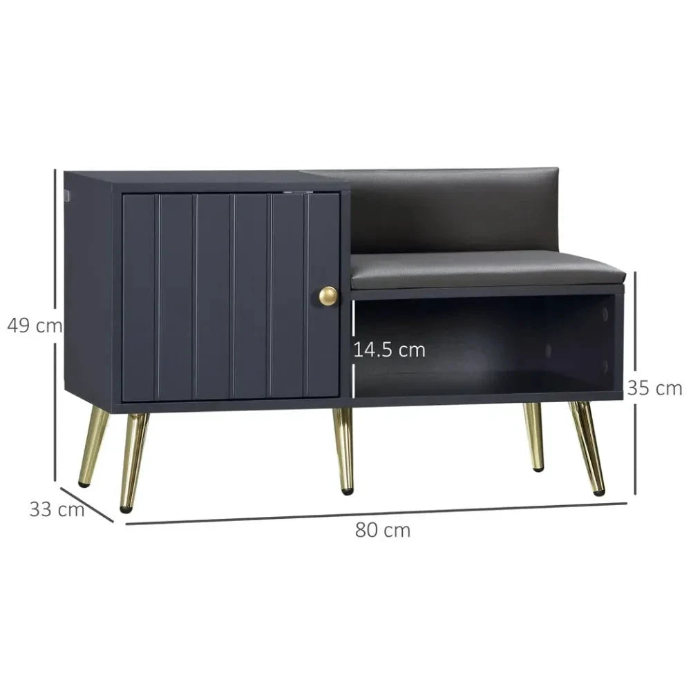 Unbranded Shoe Bench with Storage Cabinet, Seating Cushion for Entryway Hallway Grey - Uncategorized Shoe Storage