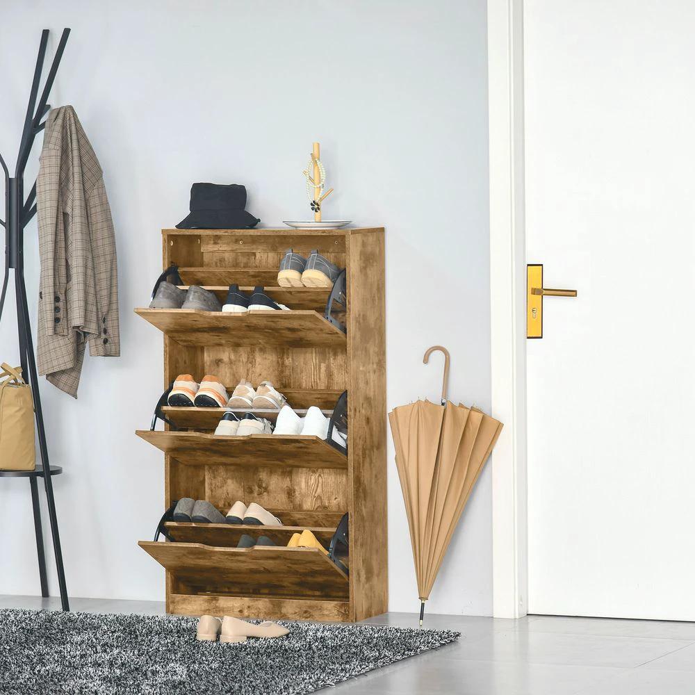 Shoe Cabinet Entryway Rack with 3 Flip Drawers Adjustable for 18 Pairs - Shoe Storage