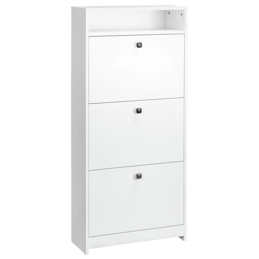 Shoe Storage Cabinet Footwear Organiser Space-saving 3 Drawers -White by Unbranded