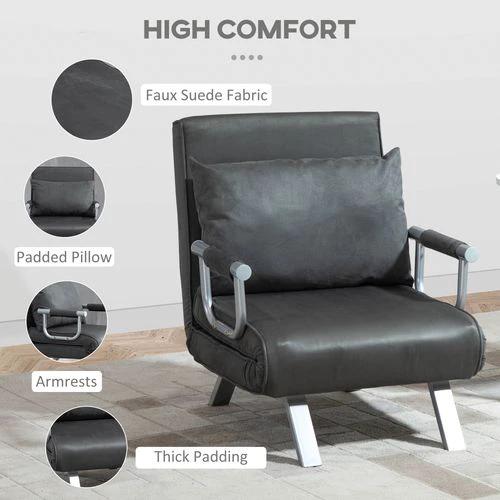 Sofa Bed Foldable Portable Armchair Sleeper Lounge Pillow Dark Grey by Unbranded
