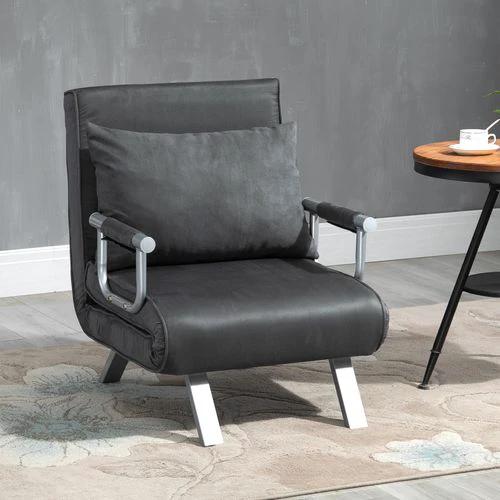 Sofa Bed Foldable Portable Armchair Sleeper Lounge Pillow Dark Grey by Unbranded