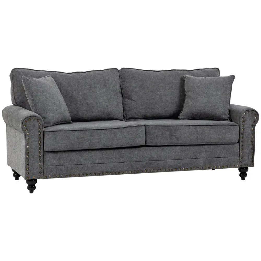 2 Seater Sofas Fabric Sofa with Nailhead Trim Cushions and Throw Pillows Grey by Unbranded