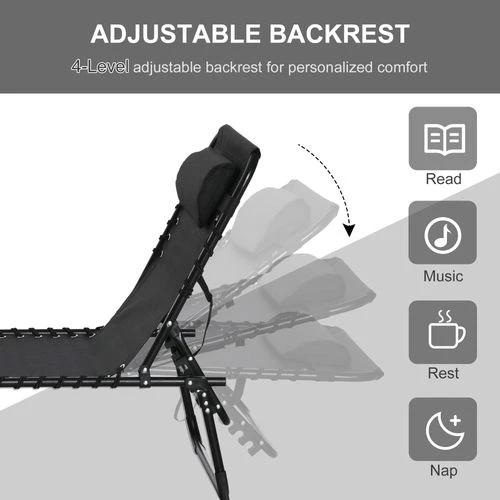 Unbranded Sun Lounger Reclining Cot Foldable Folding Garden Chair Bed Relaxer Outsunny - Sun Lounger
