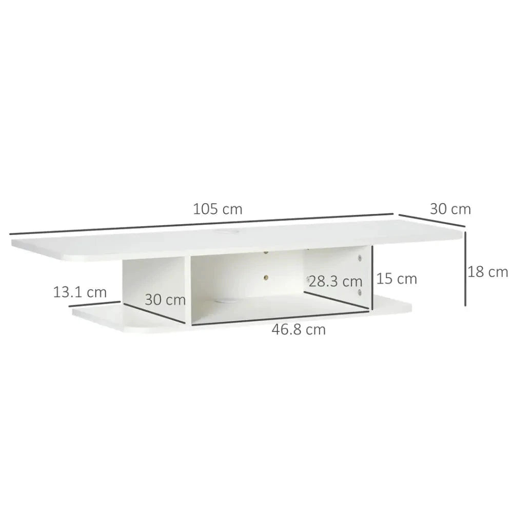 Floating TV Unit Stand Wall Mount Media Console with Storage Shelf, White by Unbranded