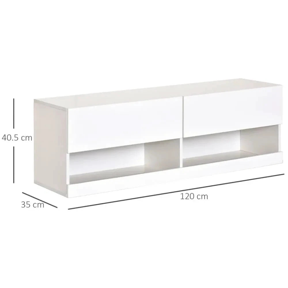 Wall Mount TV Stand Entertainment Center W/ LED Lights, Storage & Cable Holes - TV Unit