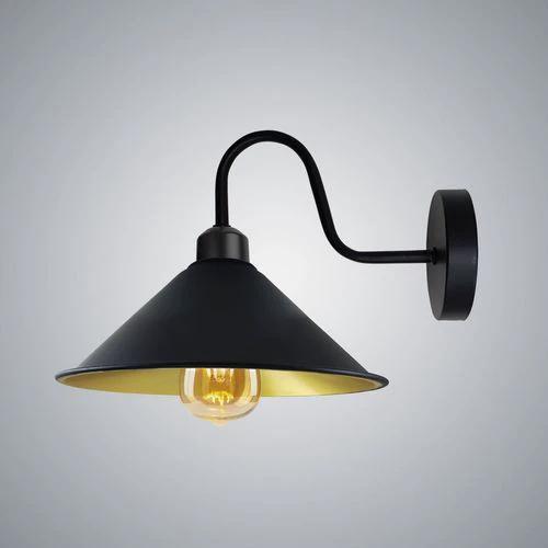 Black Greenish Gold Wall Light Fixture,Black Wall Sconce E27 Base Socket Screw, Wall Mounted Swan Neck Cone Shape Shade - Wall Lights