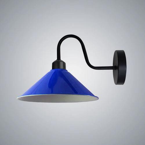 Navy Blue Wall Light Fixture,Black Wall Sconce E27 Base Socket Screw Type Wall Mounted Swan Neck Cone Shape Shade by Unbranded