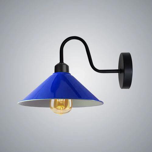 Unbranded Navy Blue Wall Light Fixture,Black Wall Sconce E27 Base Socket Screw Type Wall Mounted Swan Neck Cone Shape Shade - Wall Lights
