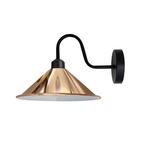 Unbranded Rose Gold Wall Light Fixture,Black Wall Sconce E27 Cone Shape Shade - Uncategorized Wall Lights