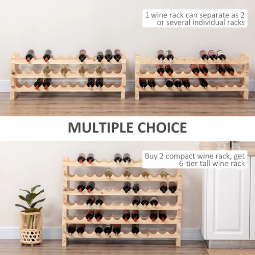 HOMCOM 36 Bottle Wine Rack with Wave Shelves and Modular Design for Wine Enthusiasts by HOMCOM