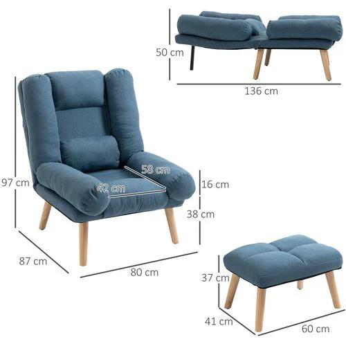 HOMCOM Recliner with Ottoman 3-Position Adjustable Reclining Lounger Sofa Chair - Recliner
