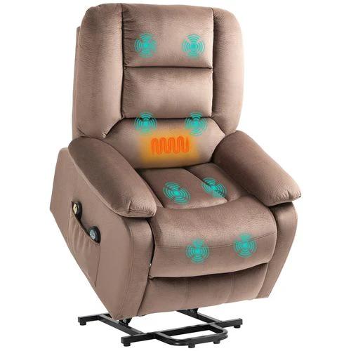 HOMCOM Riser and Recliner Chair Lift Chair with Vibration Massage, Heat, Brown by HOMCOM
