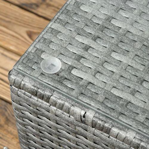 Outsunny Outsunny 3Pcs Rattan Corner Sofa Set Coffee Table Garden Furniture w/ Cushion - Garden Sofa Sets