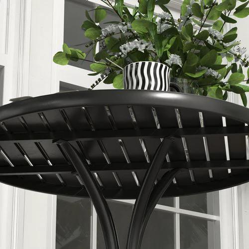 Outsunny Outsunny Round Garden Table Outdoor Side Table with Steel Frame Slat Top Black - Garden Table