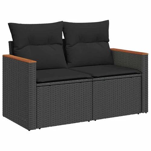 vidaXL vidaXL 10 Piece Garden Sofa Set with Cushions Black Poly Rattan Acacia - Garden Sofa Sets