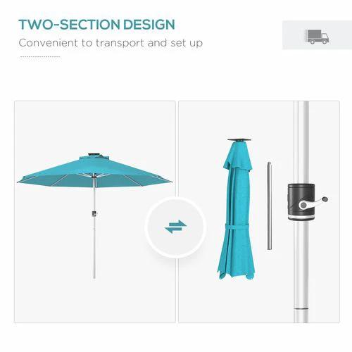 Outsunny Outsunny Solar Patio Garden Parasol with Lights for Outdoor, Blue - Parasol