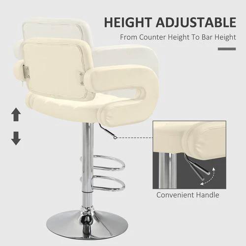 HOMCOM Adjustable Height Barstool Steel Pole PU Leather Bistro Home Kitchen by HOMCOM