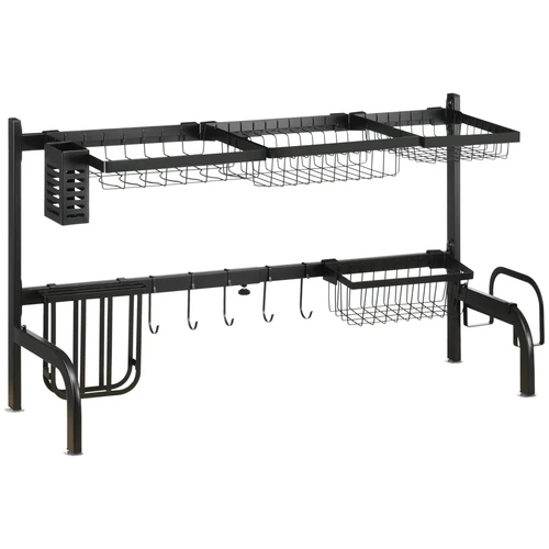 Unbranded Space Saving Over The Sink Dish Drying Rack 93x30x52 Centimeters 2 Tier Adjustable Design for Small Kitchen Spaces -